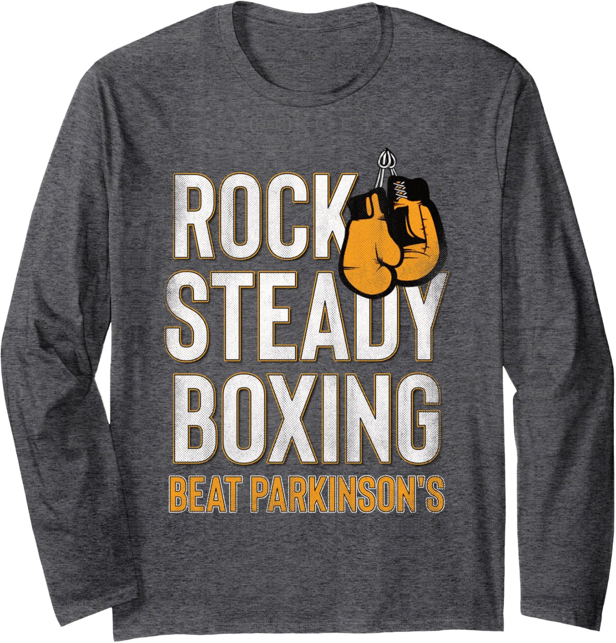 Rock Steady Boxing Parkinson's Autumn Gloves Vintage Edition Long Sleeve T-Shirt - Adult Unisex Dark Heather Grey