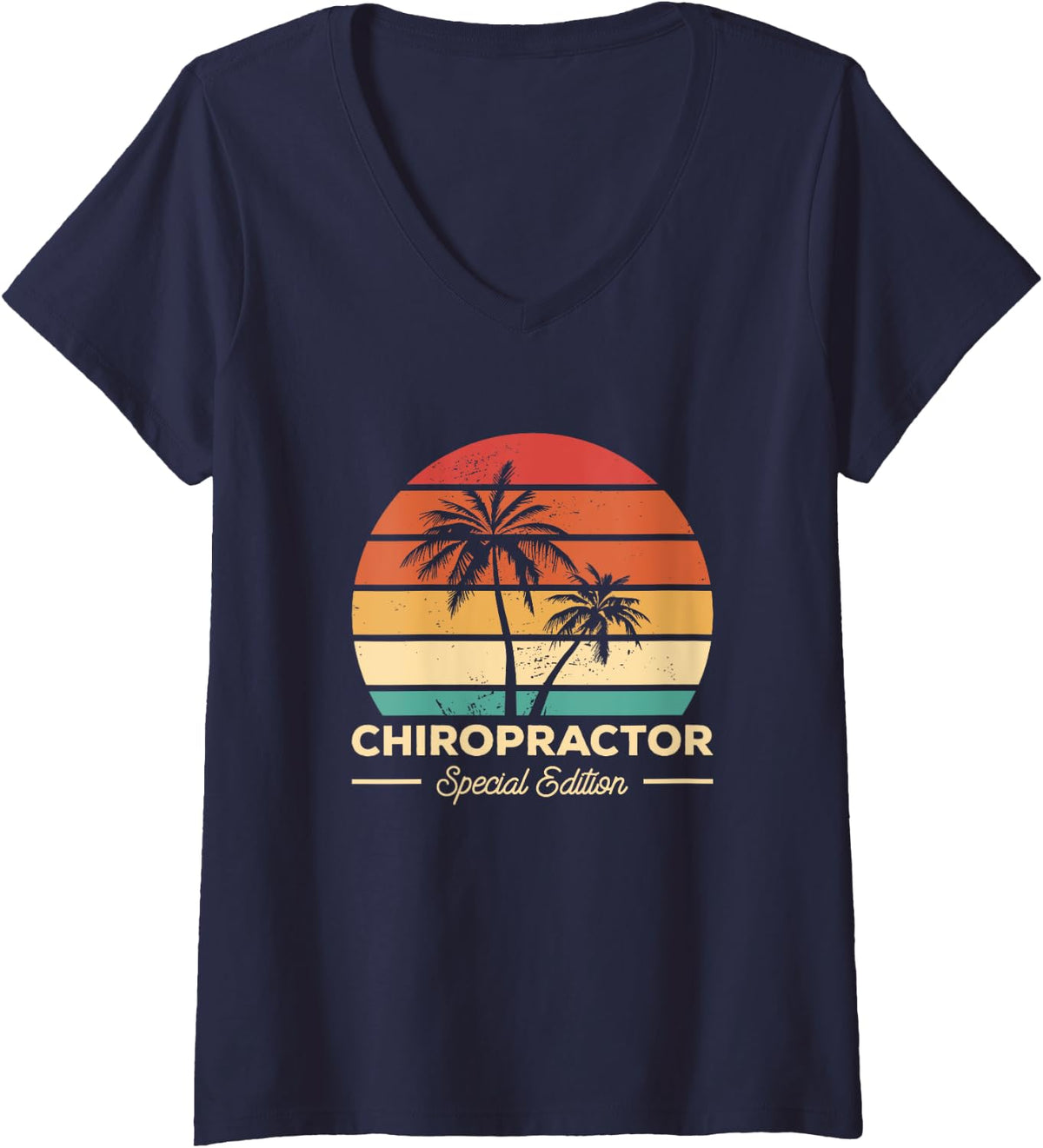 Vintage Chiropractor Special Edition Chiropractic V-Neck T-Shirt - Navy Blue