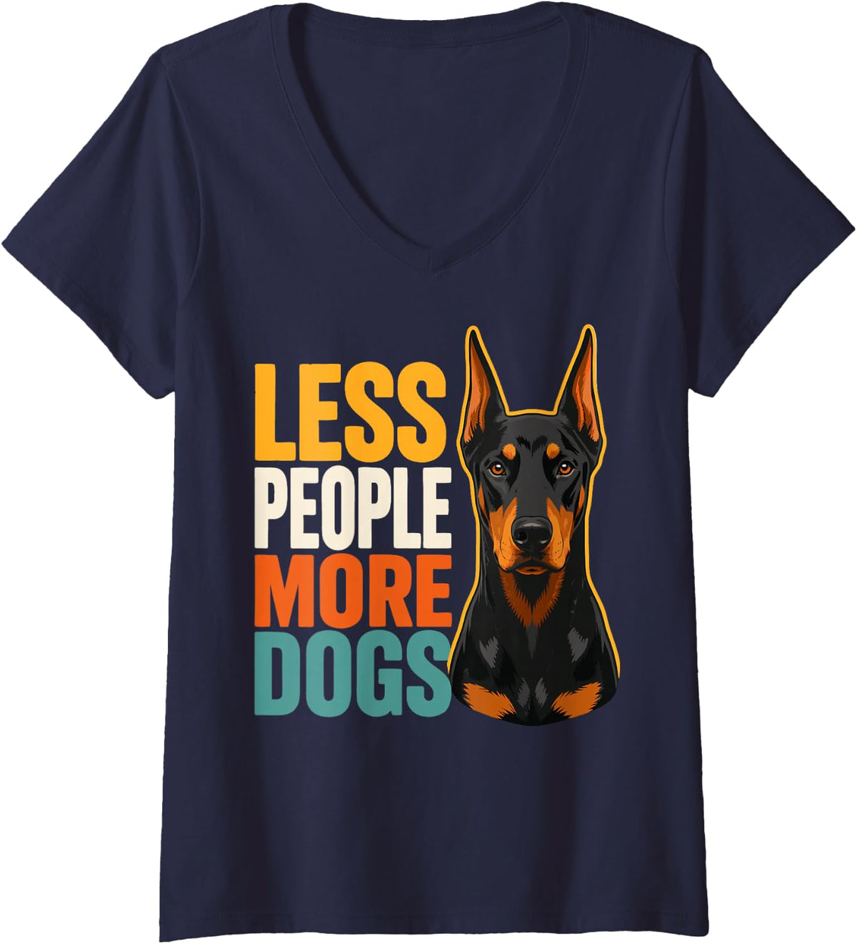 Women's Doberman Owner Doberman Pinscher V-Neck T-Shirt - Navy Blue