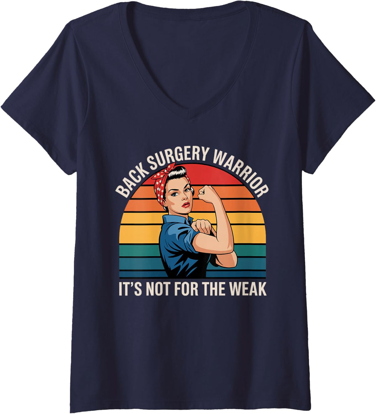 Women's Back Surgery Design for Men Women Post Back Surgery Recovery V-Neck T-Shirt - Navy Blue