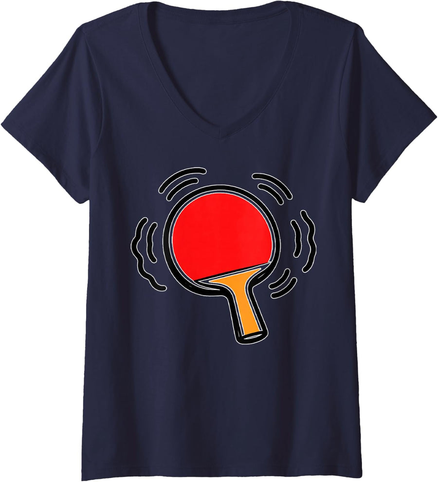 Women's Parkinson's Disease Awareness Table Tennis Family Support V-Neck T-Shirt - Navy Blue