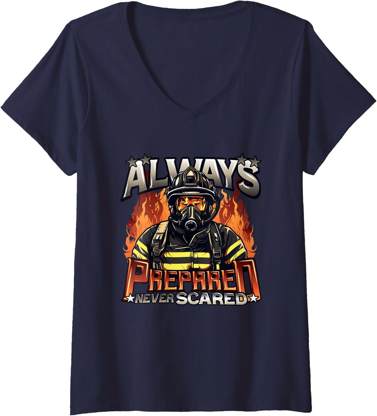 Women's Fire Fighter Slogan Volunteer Firefighter Brave Firefighter V-Neck T-Shirt - Navy Blue