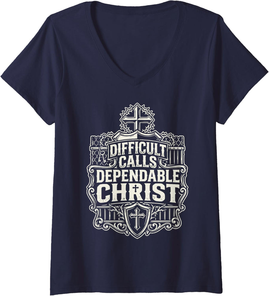 Women's Christian Prison Warden Jesus Christ Jail Corrections V-Neck T-Shirt - Navy Blue