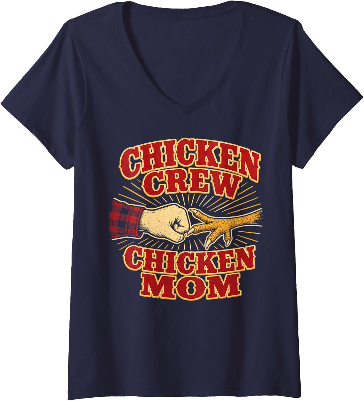 Women's Chicken Crew Backyard Poultry V-Neck T-Shirt - Navy Blue