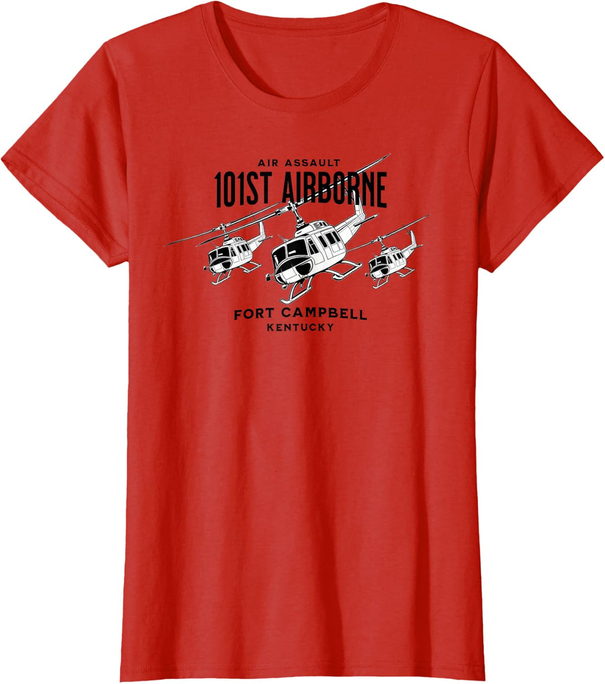 101st Airborne Fort Campbell Kentucky Air Assault Helicopter T-Shirt - Red