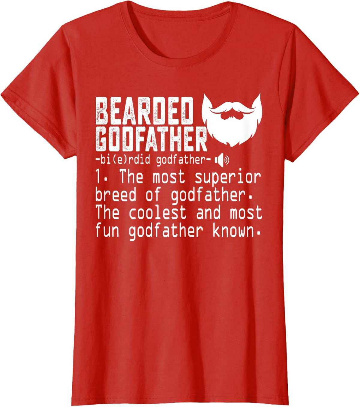 Bearded Godfather Definition Funny Father Grandpa Uncle Gift T-Shirt - Red
