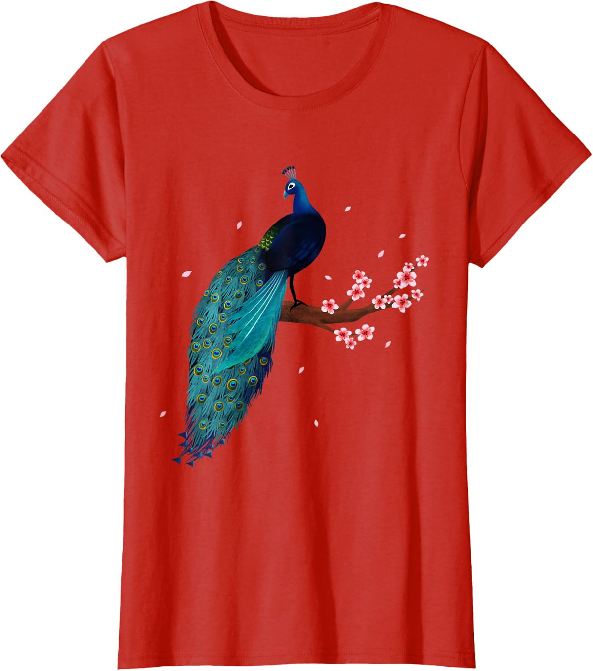 Vintage Peacock Japanese Beauty Bird Flower Gift T Shirt T-Shirt - Red