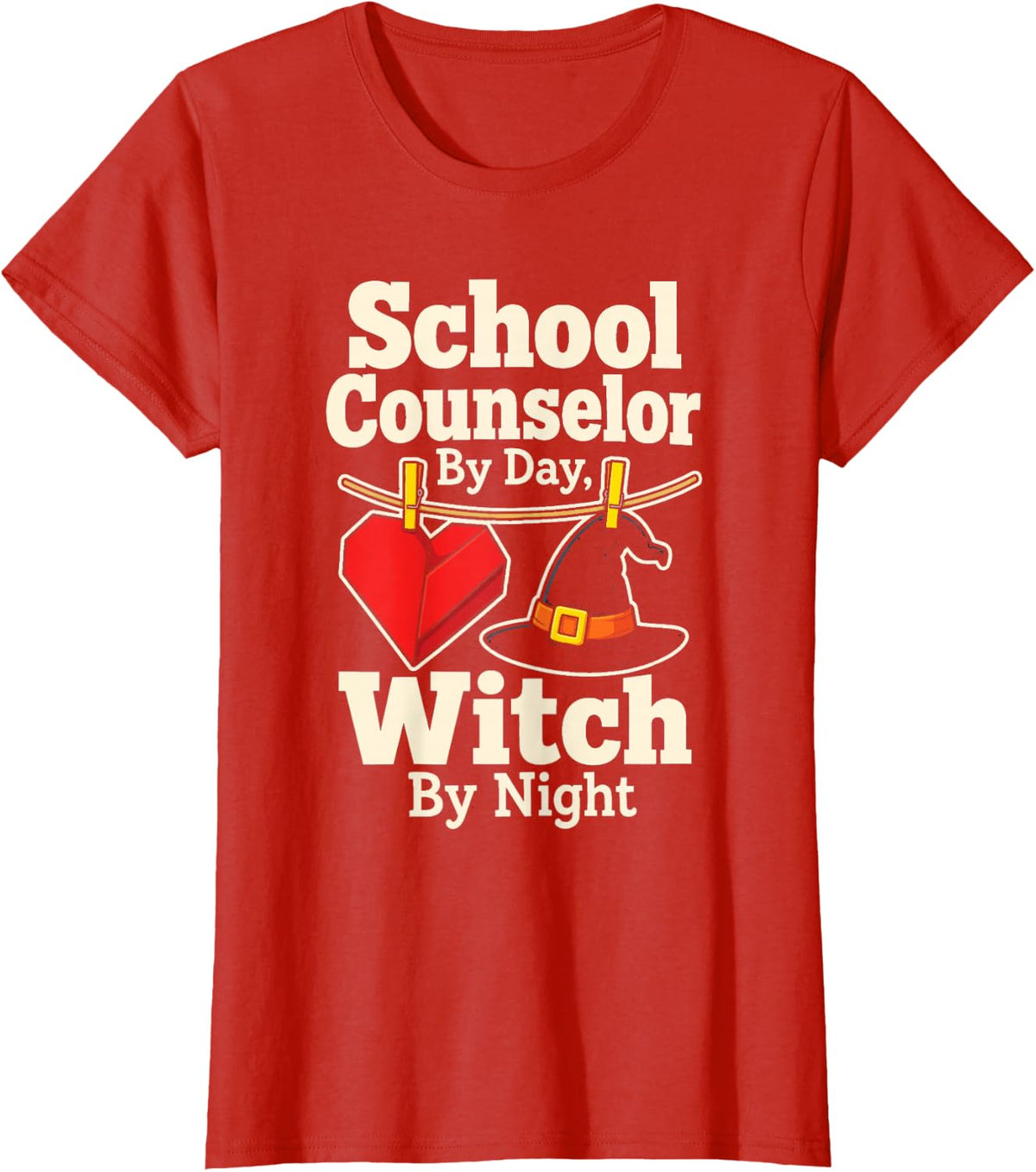 School Counselor By Day Witch By Night Halloween T-Shirt - Red