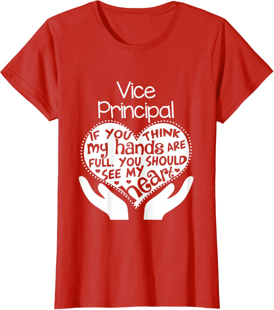 Vice Principal T shirt Heart Hands School Team Group Gift T-Shirt - Red