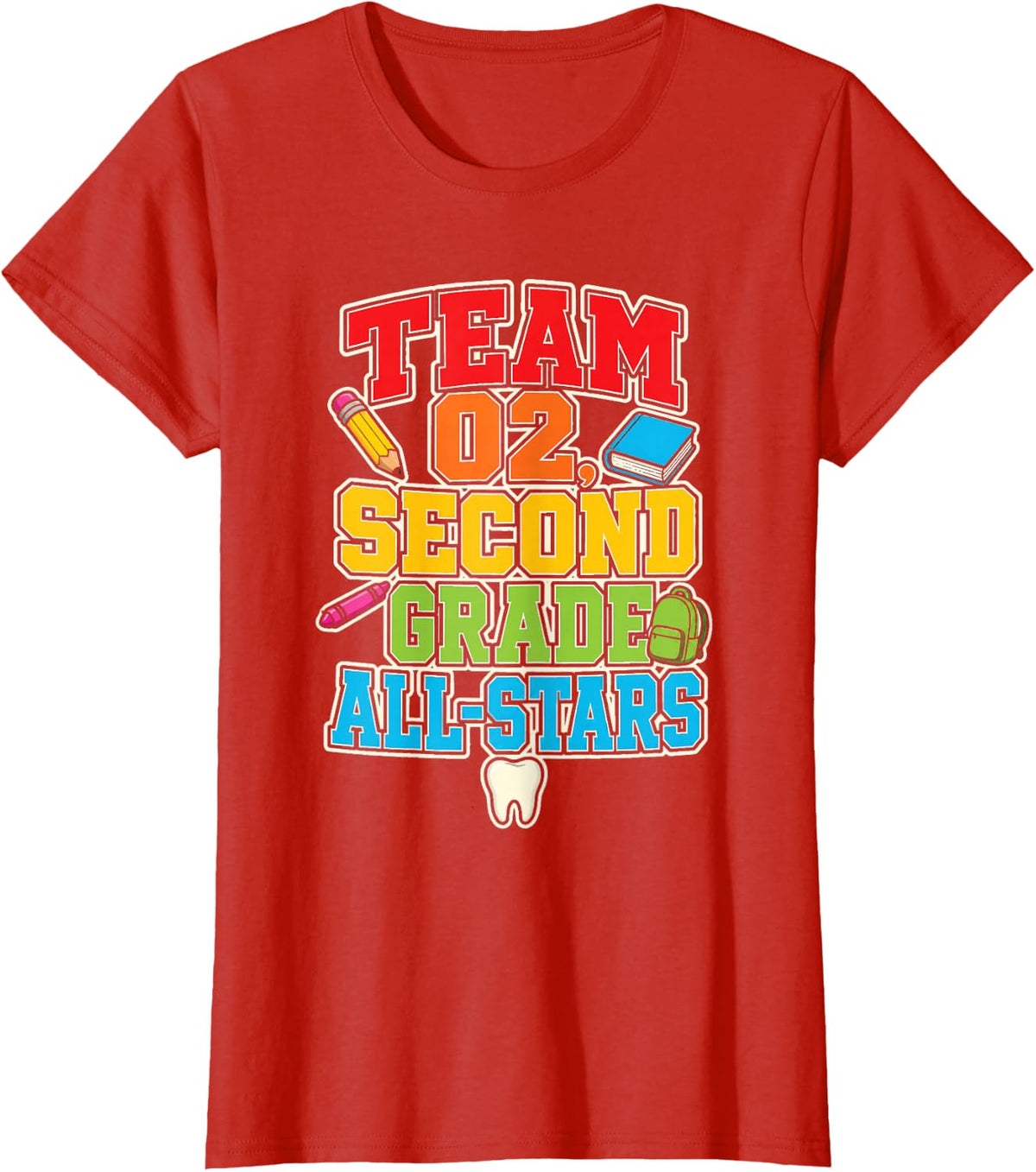 2nd Grade All-Stars Team 02 Varsity First Day Kids T-Shirt - Red