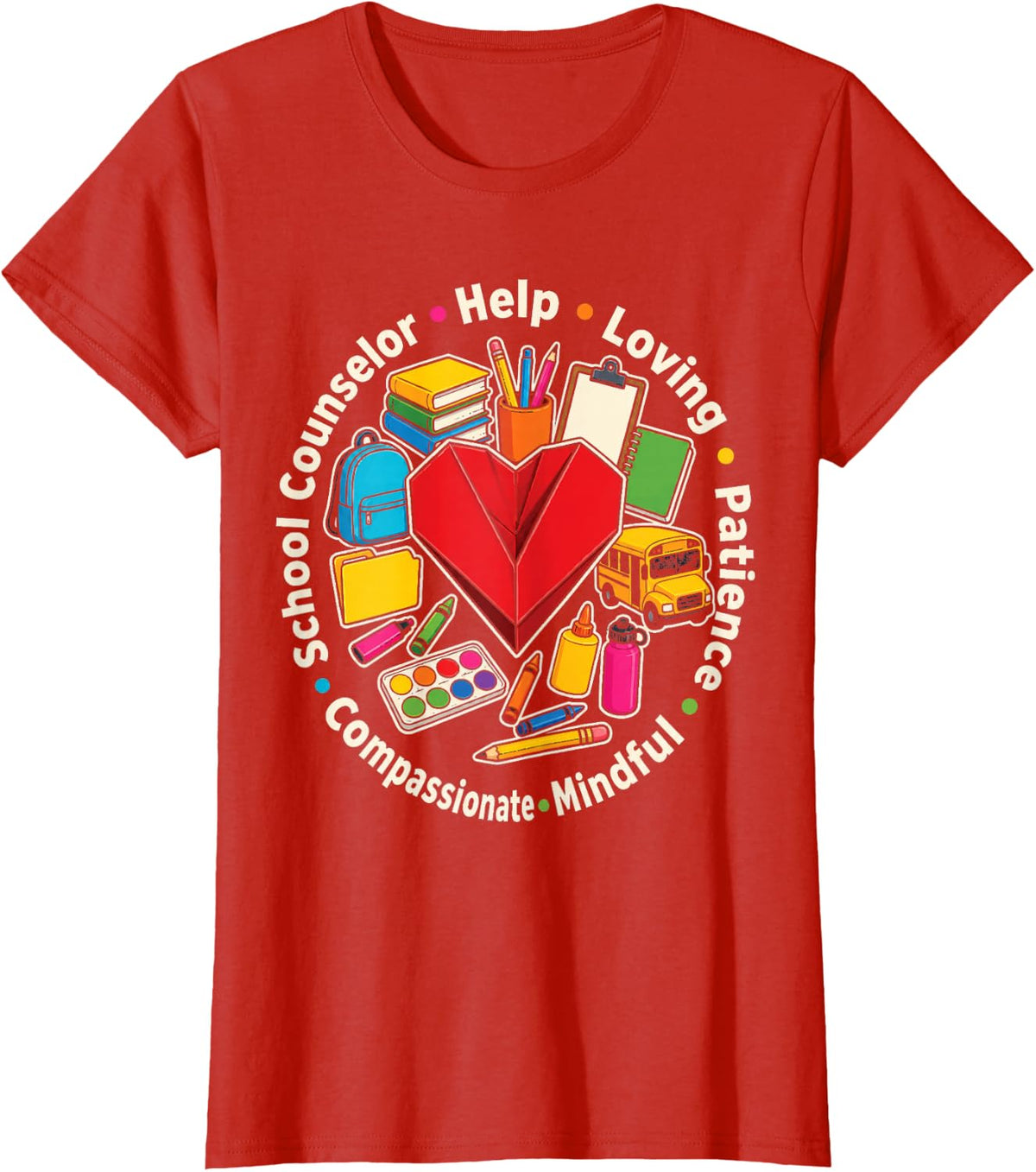 School Counselor Help Loving Patience Mindful Compassionate T-Shirt - Red