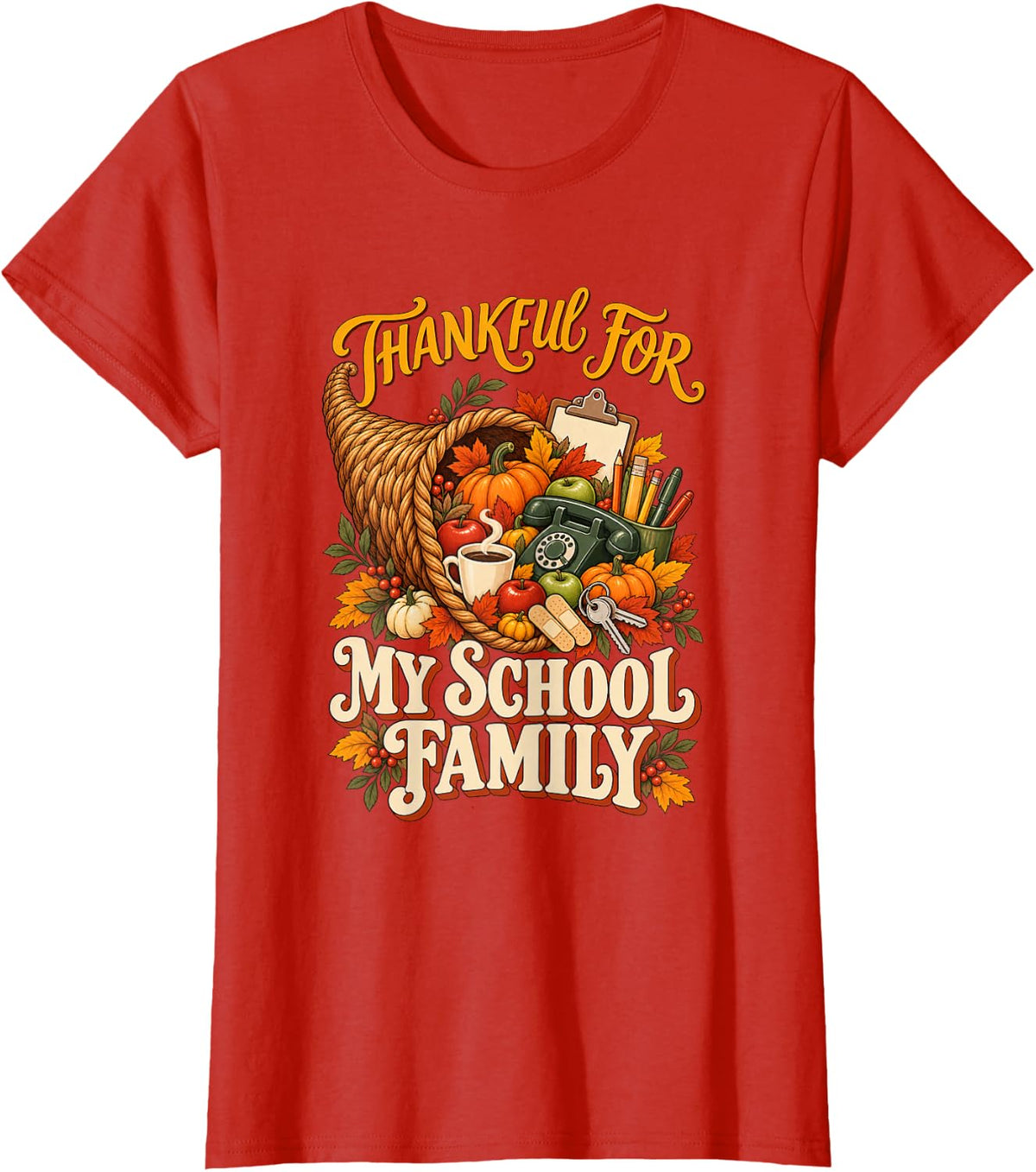 Thanksgiving School Counselor Turkey Harvest Humor T-Shirt - Red