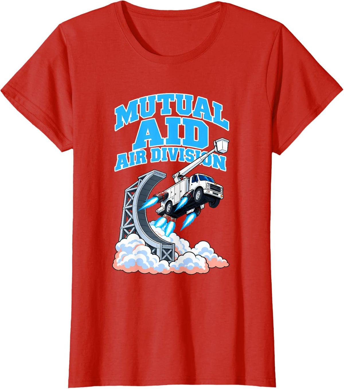 Mutual Aid Air Division Funny Lineman Rocket Humor T-Shirt - Red