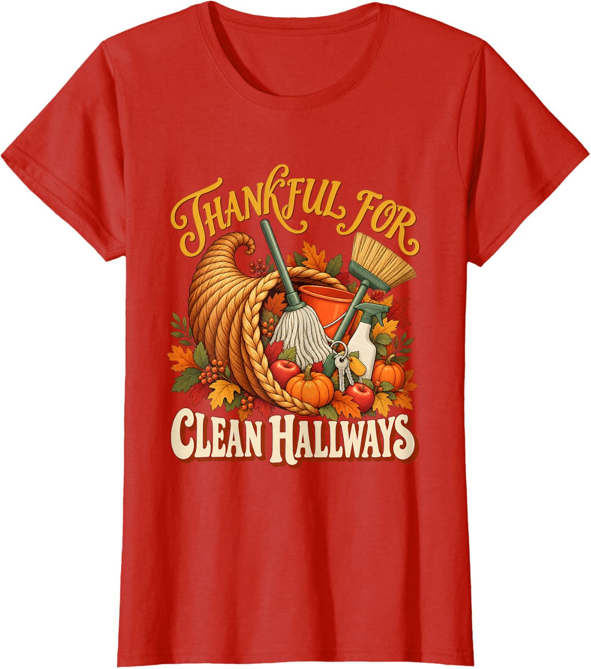 Thanksgiving School Counselor Harvest Turkey Humor T-Shirt - Red