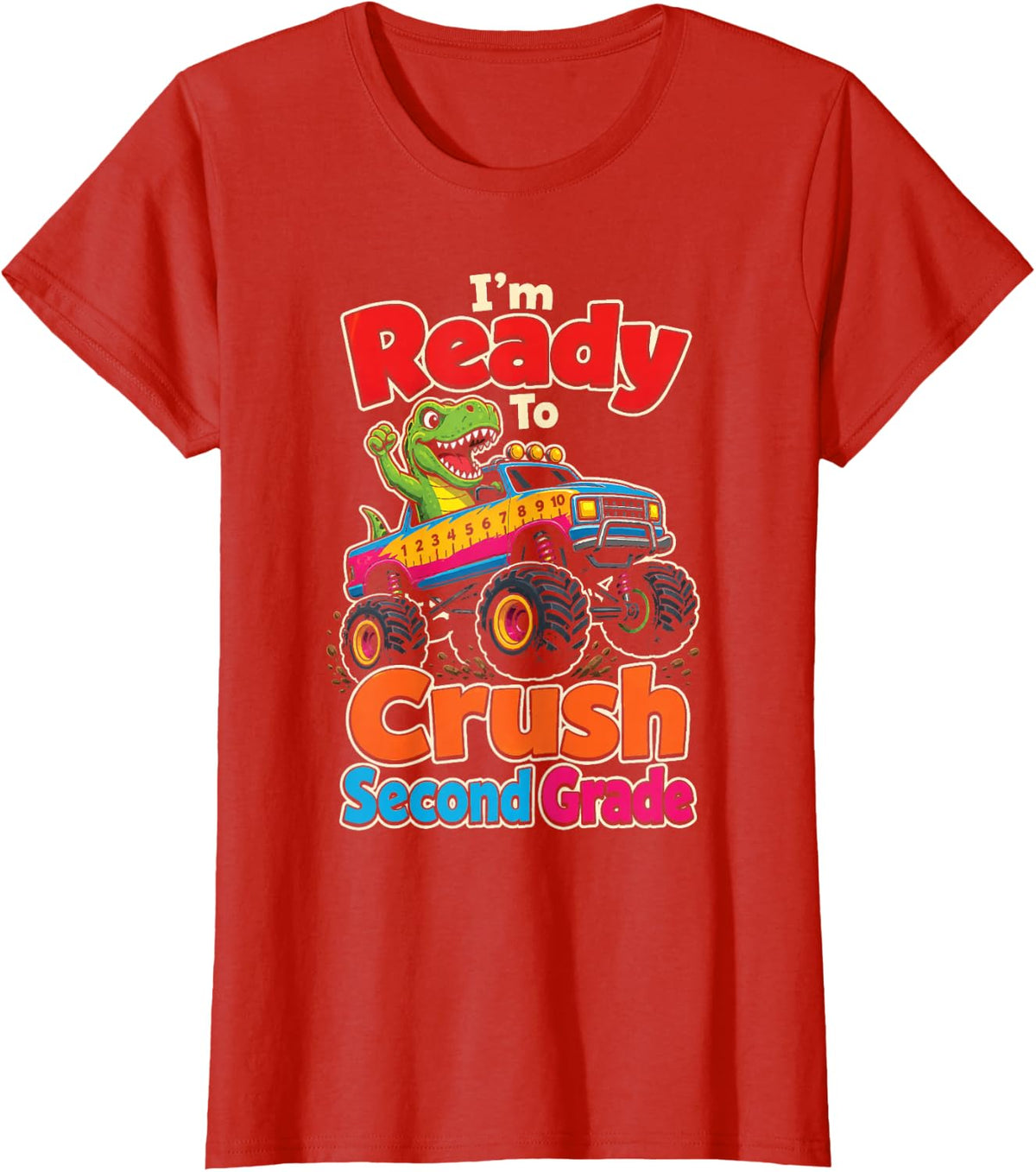 2nd Grade Monster Truck I'm Ready to Crush Second Grade T-Shirt - Red