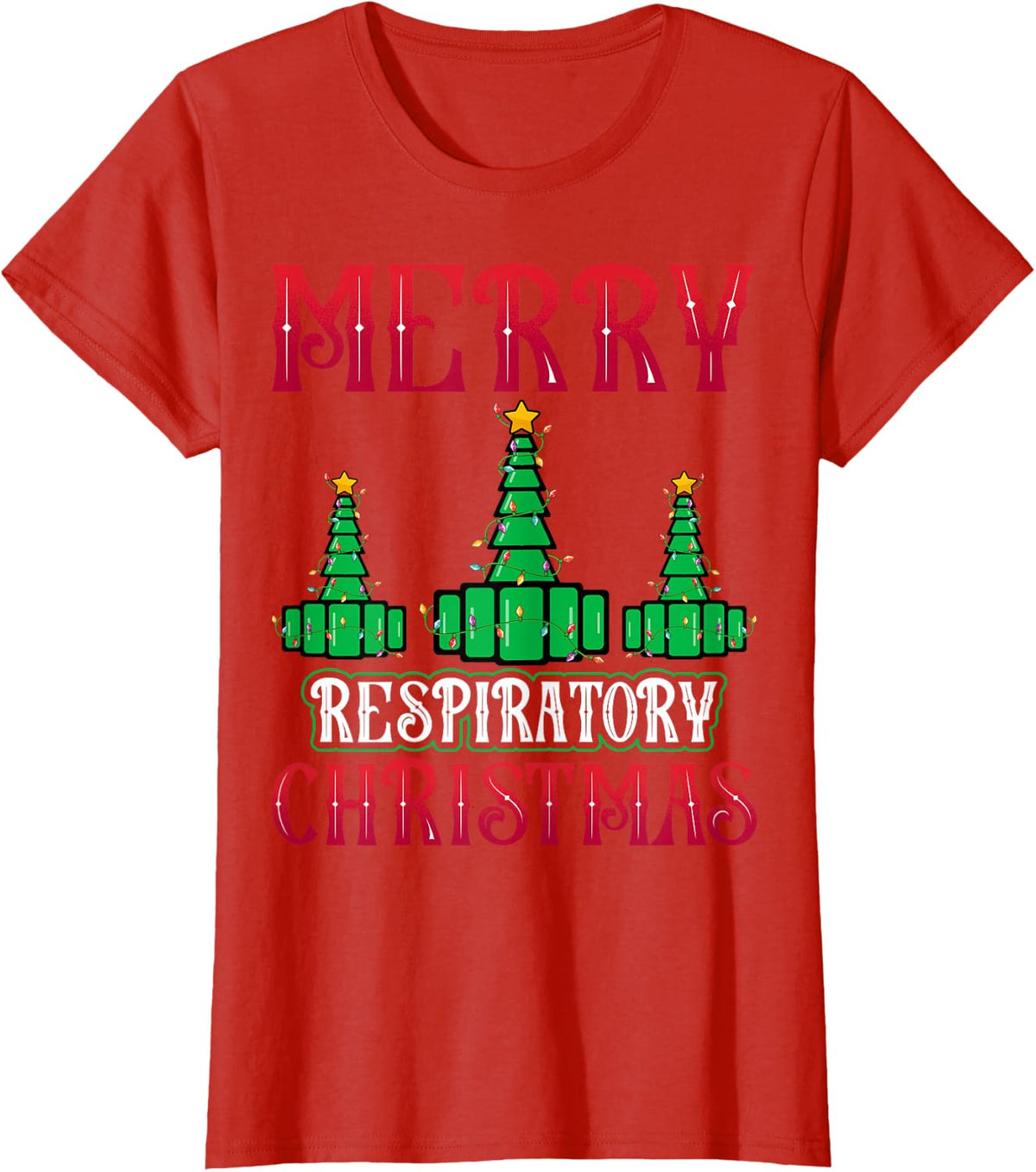 Merry Respiratory Christmas - Respiratory Therapist Xmas T-Shirt - Red
