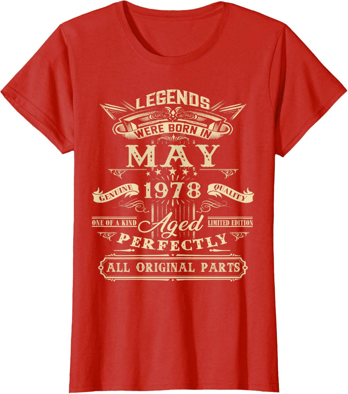 48th Birthday Vintage Tee For Legends Born In May 1978 T-Shirt - Red