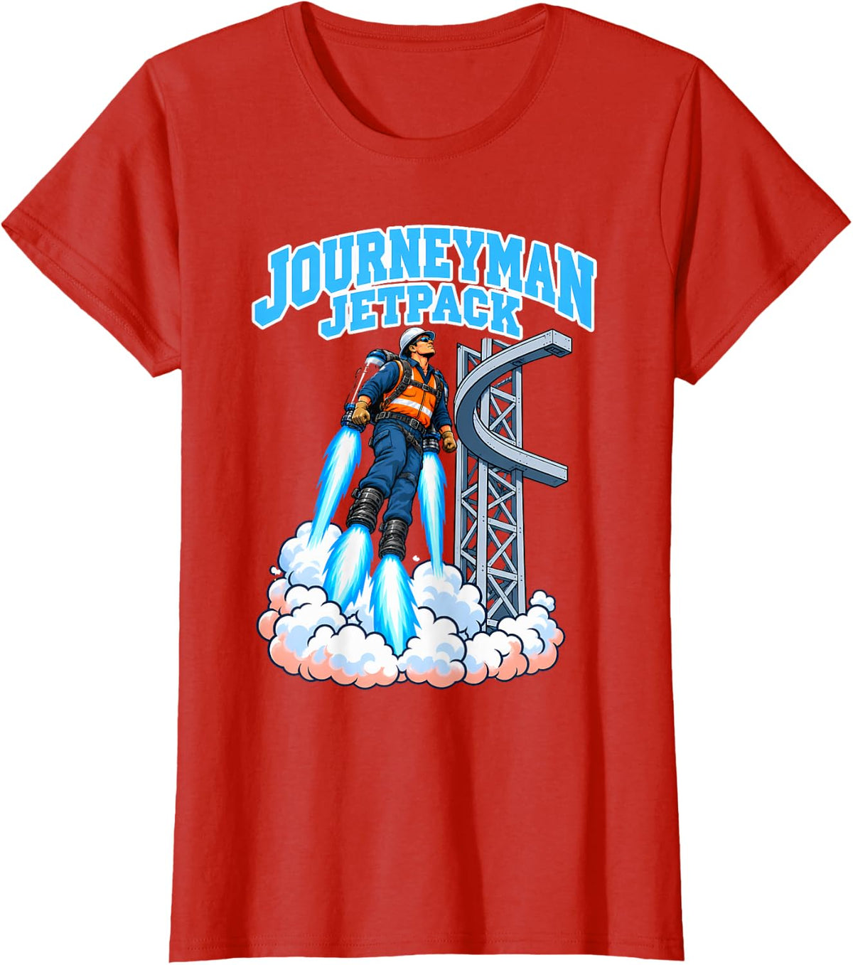 Journeyman Jetpack Lineman Appreciation Funny T-Shirt - Red