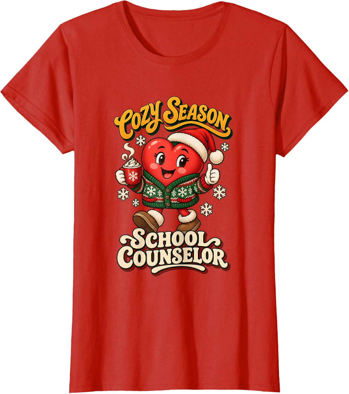 Christmas School Counselor Winter Cheer T-Shirt - Red