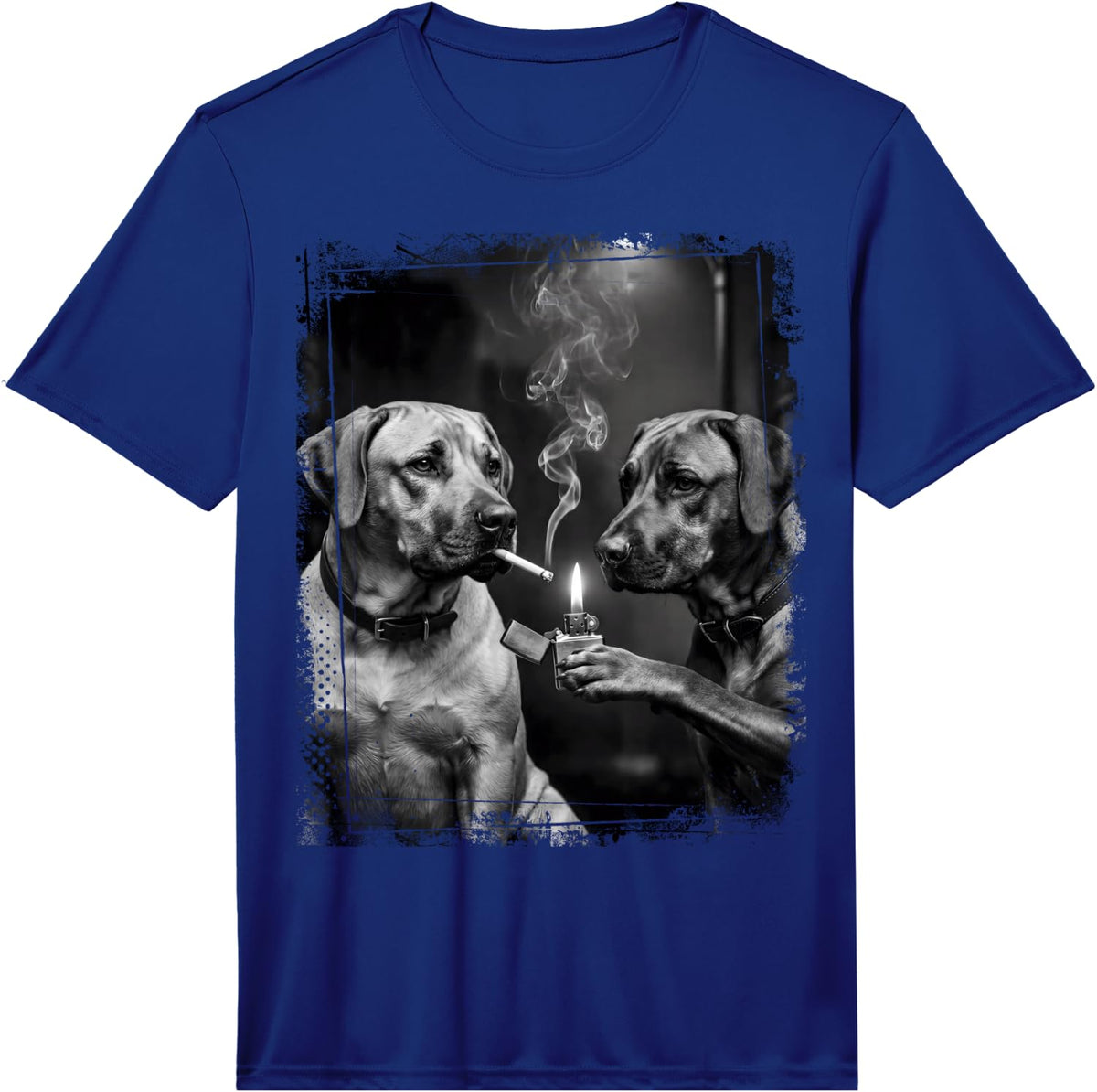 Mens Cool Rhodesian Ridgeback Smoking Cigarette Lighter Design Performance T-Shirt - Royal Blue