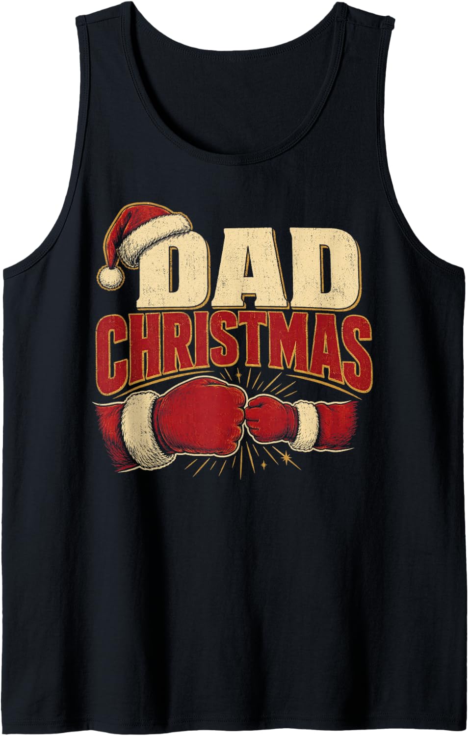 Men's Dad Christmas Santa Claus Sleeveless Tank Top - Black