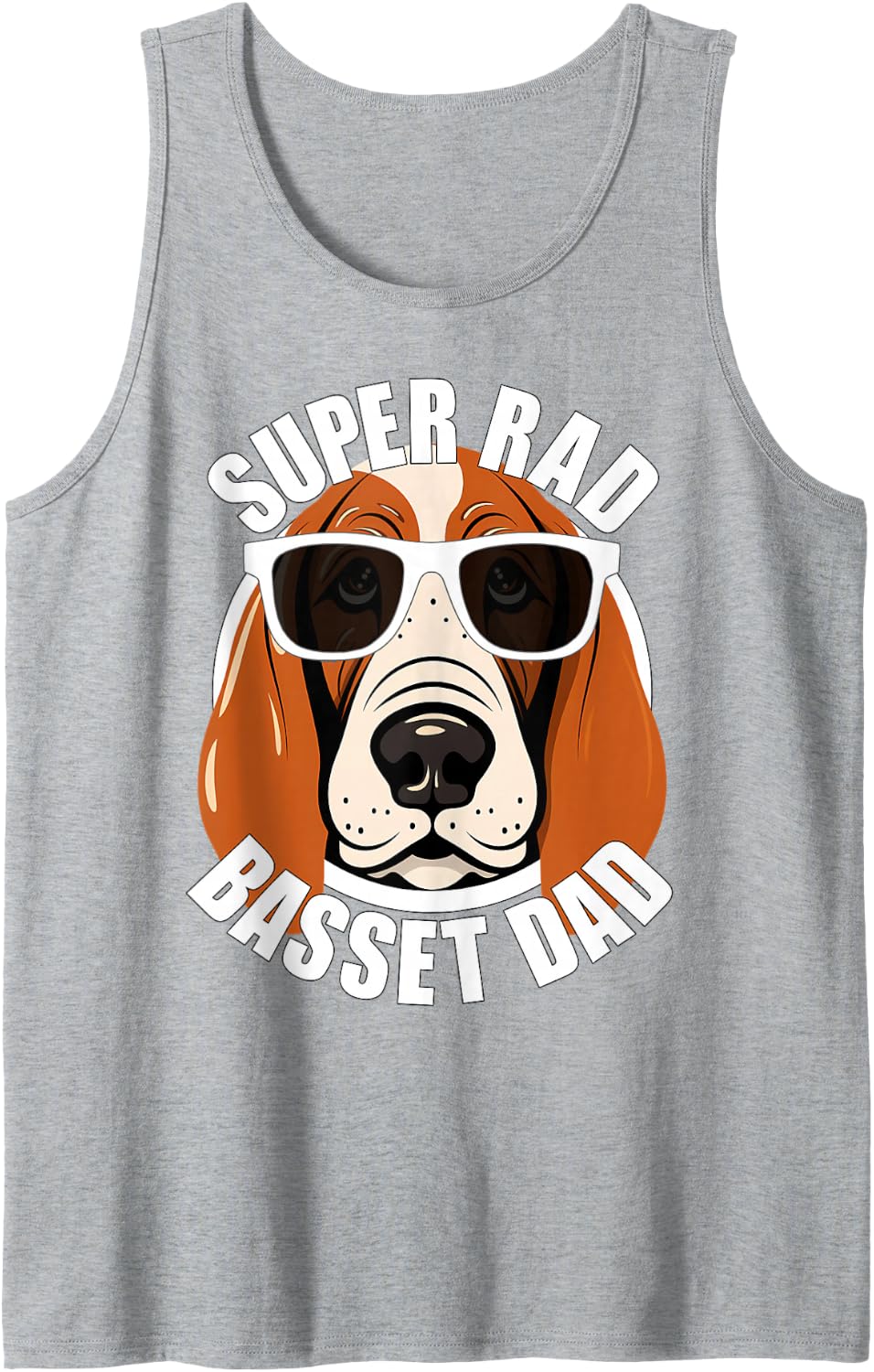 Mens Basset Hound Dad Funny Father’s Day Men’s Tank Top - Heather Grey