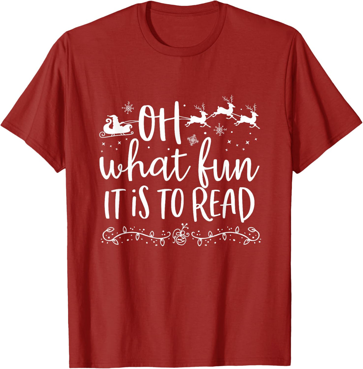 Oh What Fun It Is To Read Librarian Christmas Book Lover T-Shirt - Cranberry Red