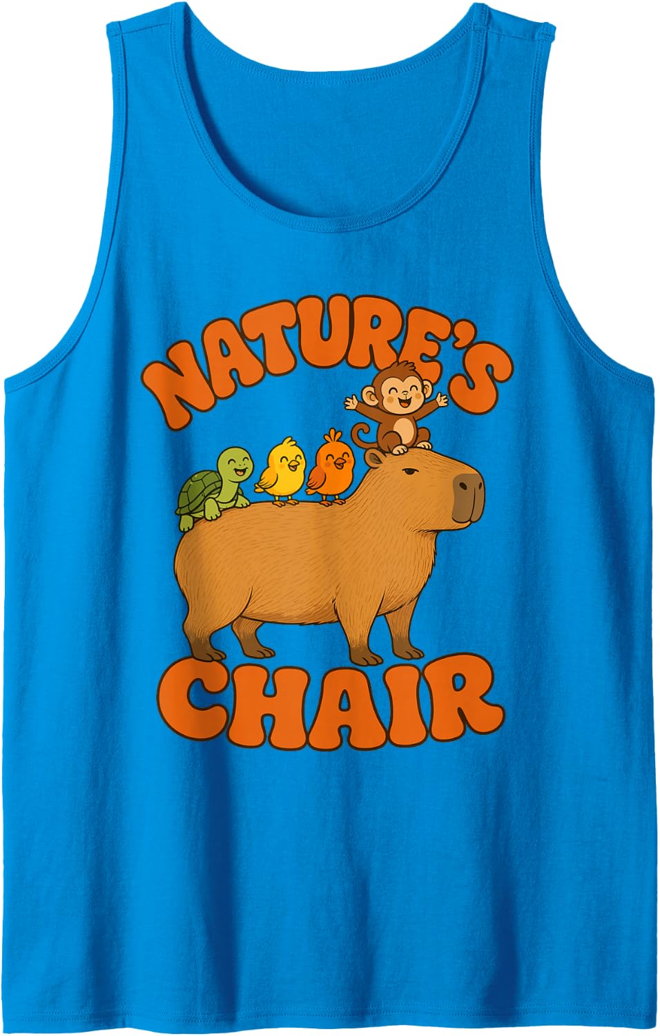 Natures Chair Capybara Funny Animal Fact Sleeveless Tank Top - Sapphire Blue