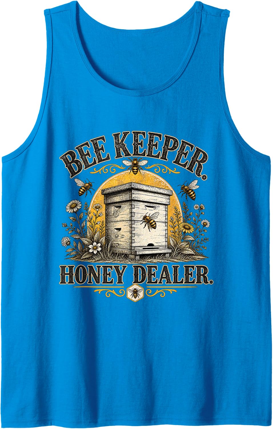 Beekeeper Honey Dealer Vintage Bee Apiary Design Sleeveless Tank Top - Sapphire Blue