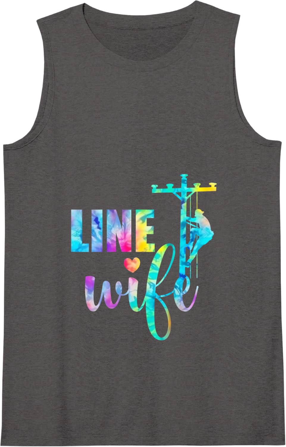 Womens Line Wife Lineman Wife Linewife Lineworker Electrician Job Tank Top - Dark Heather Grey