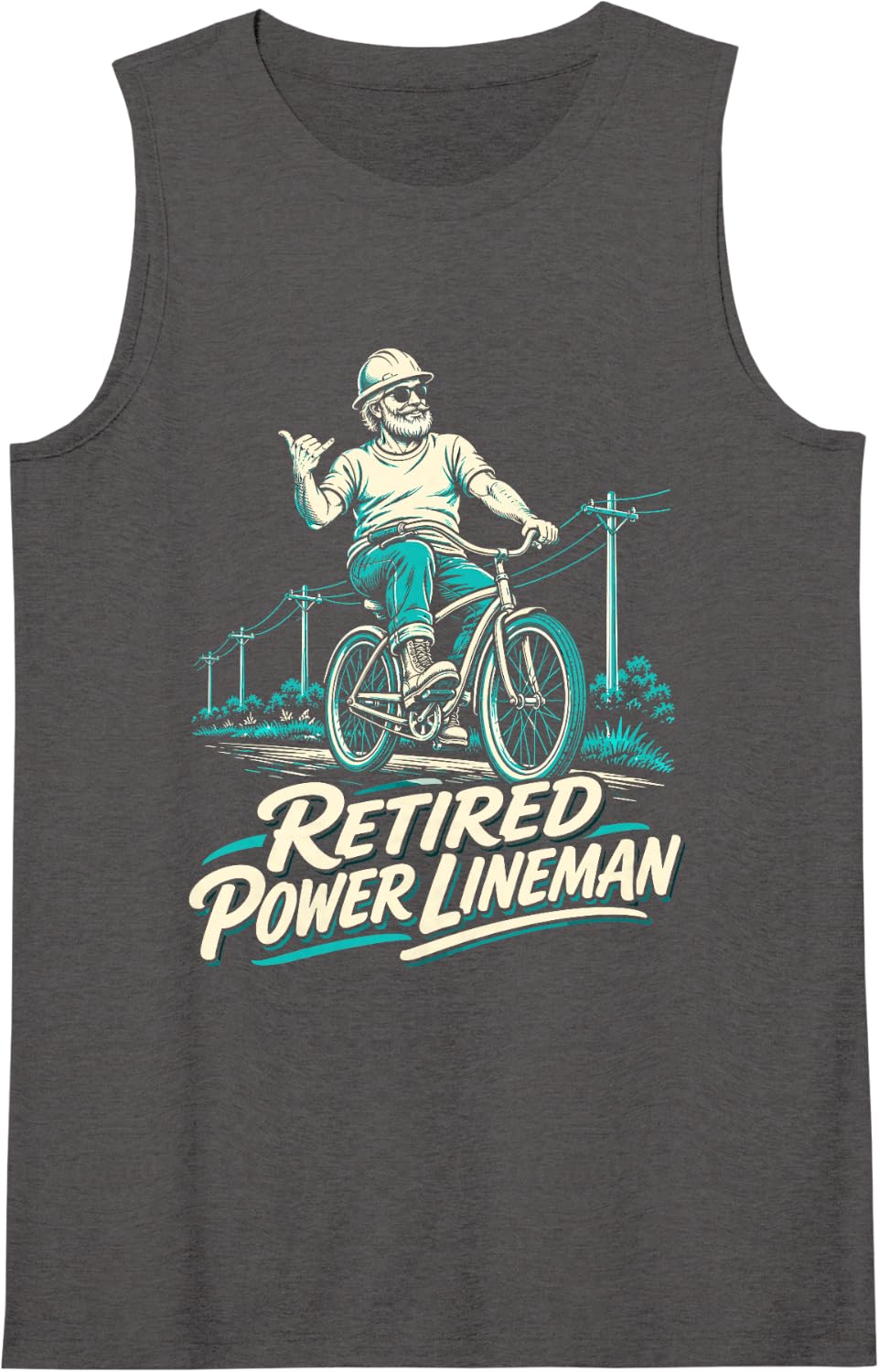 Women's Retired Power Lineman Sleeveless Tank Top - Dark Heather Grey