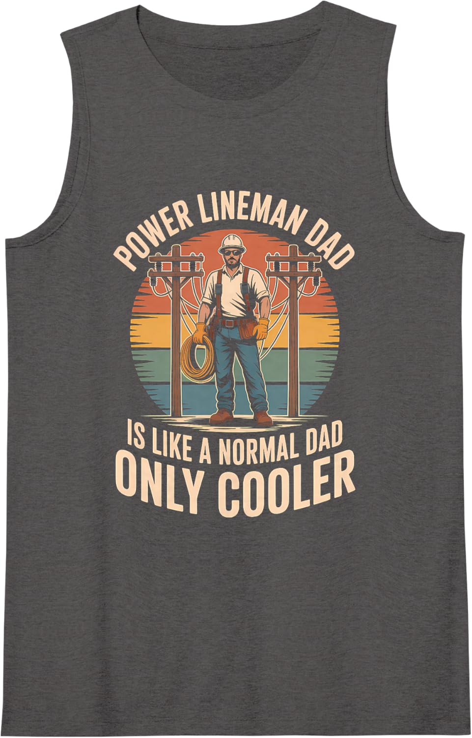 Women's Power Lineman Dad is Like A Normal Dad Only Cooler Sleeveless Tank Top - Dark Heather Grey