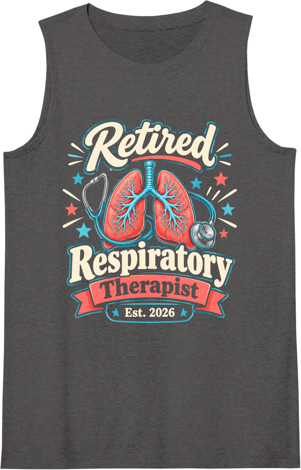 Women's Retired Respiratory Therapist Est 2026 Sleeveless Tank Top - Dark Heather Grey