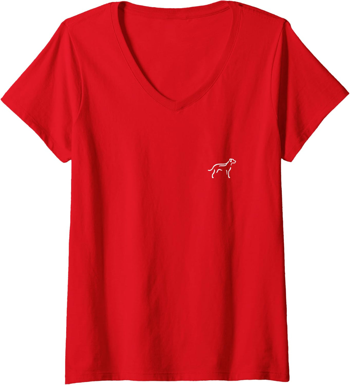 Women's Simple Minimalist Badge Patch Line Art Rhodesian Ridgeback V-Neck T-Shirt - Red