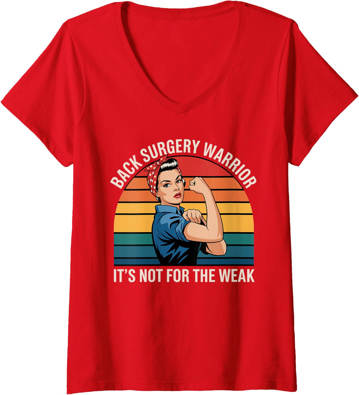 Women's Back Surgery Design for Men Women Post Back Surgery Recovery V-Neck T-Shirt - Red