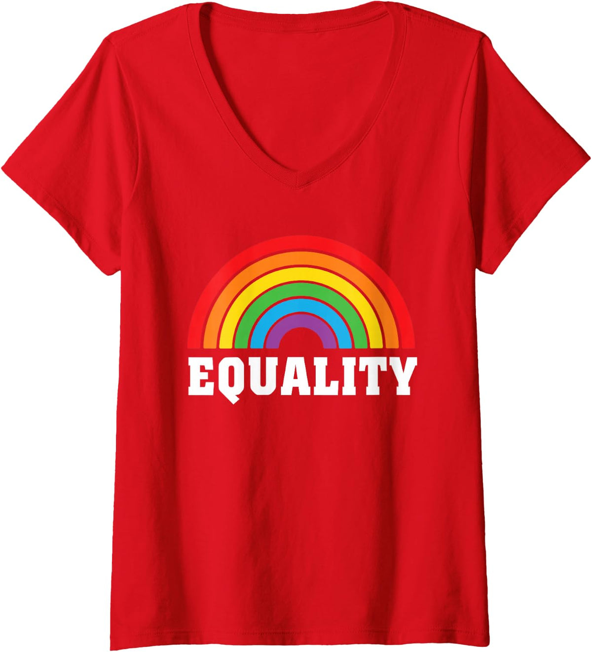 Women's Equality Rainbow - LGBT Pride V-Neck T-Shirt - Red