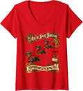 Women's Doberman Pinscher Dog Funny Christmas Parachute V-Neck T-Shirt - Red