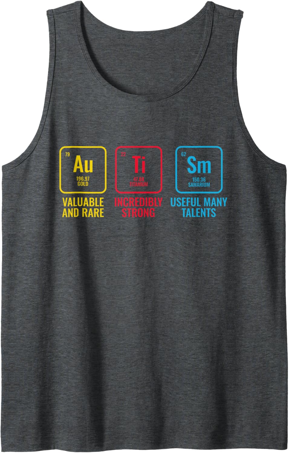 Autism Au Ti Sm Periodic Elements Positive Strength Gift Tank Top - Dark Heather Grey