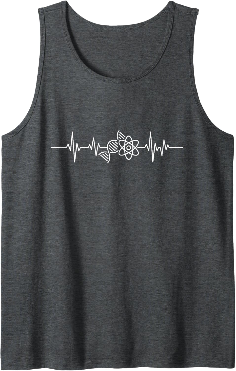 Science Heartbeat DNA Double Helix Atom Pulse STEM Sleeveless Tank Top - Dark Heather Grey