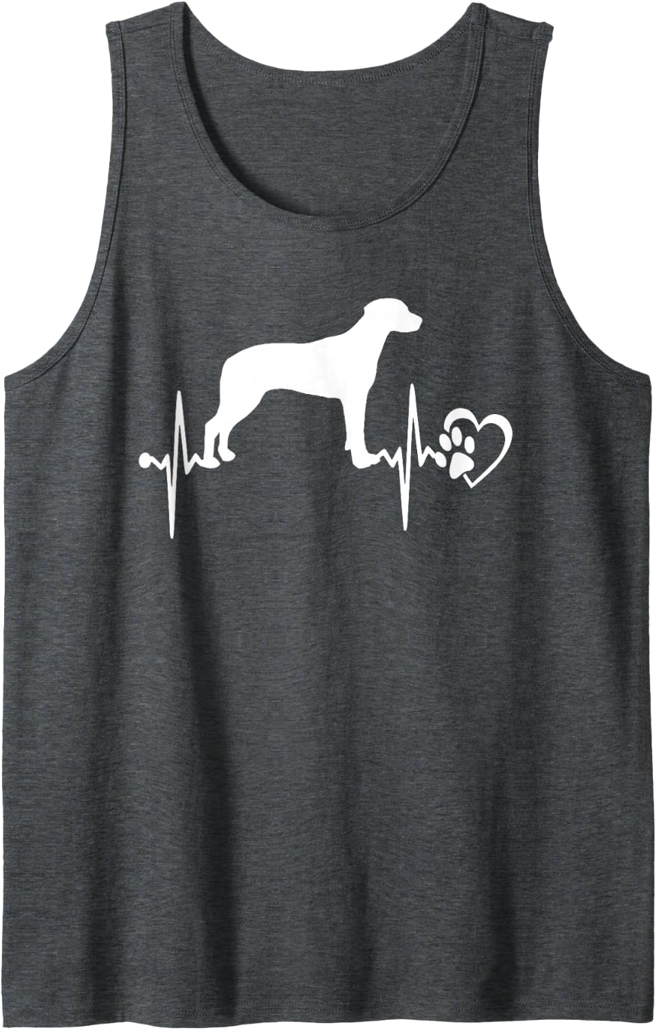 Rhodesian Ridgeback Dog Heartbeat Paw Love Funny Puppy Lover Sleeveless Tank Top - Dark Heather Grey
