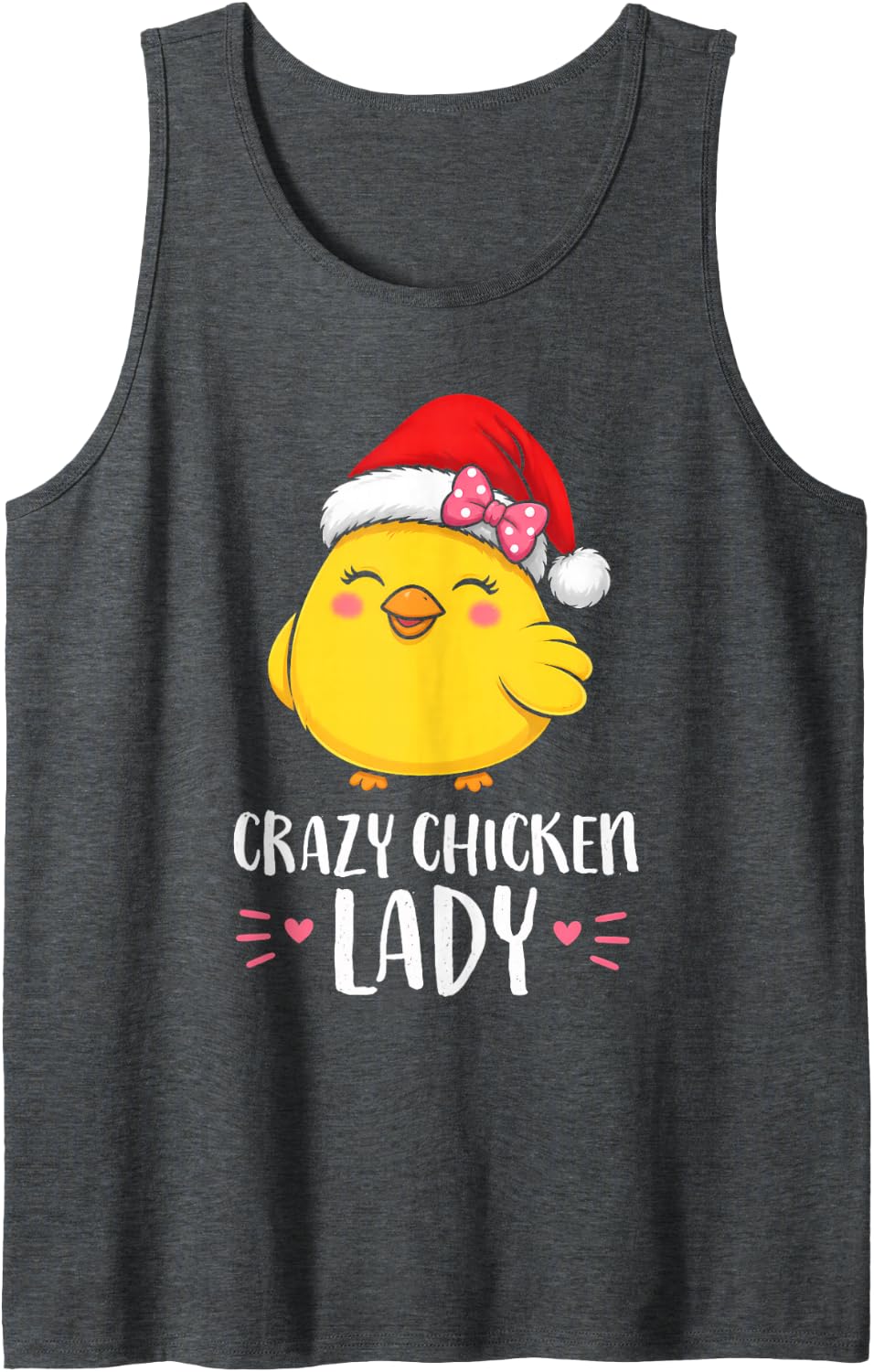 Cute Christmas Crazy Chicken Lady Santa Hat Chickens Lover Tank Top - Dark Heather Grey