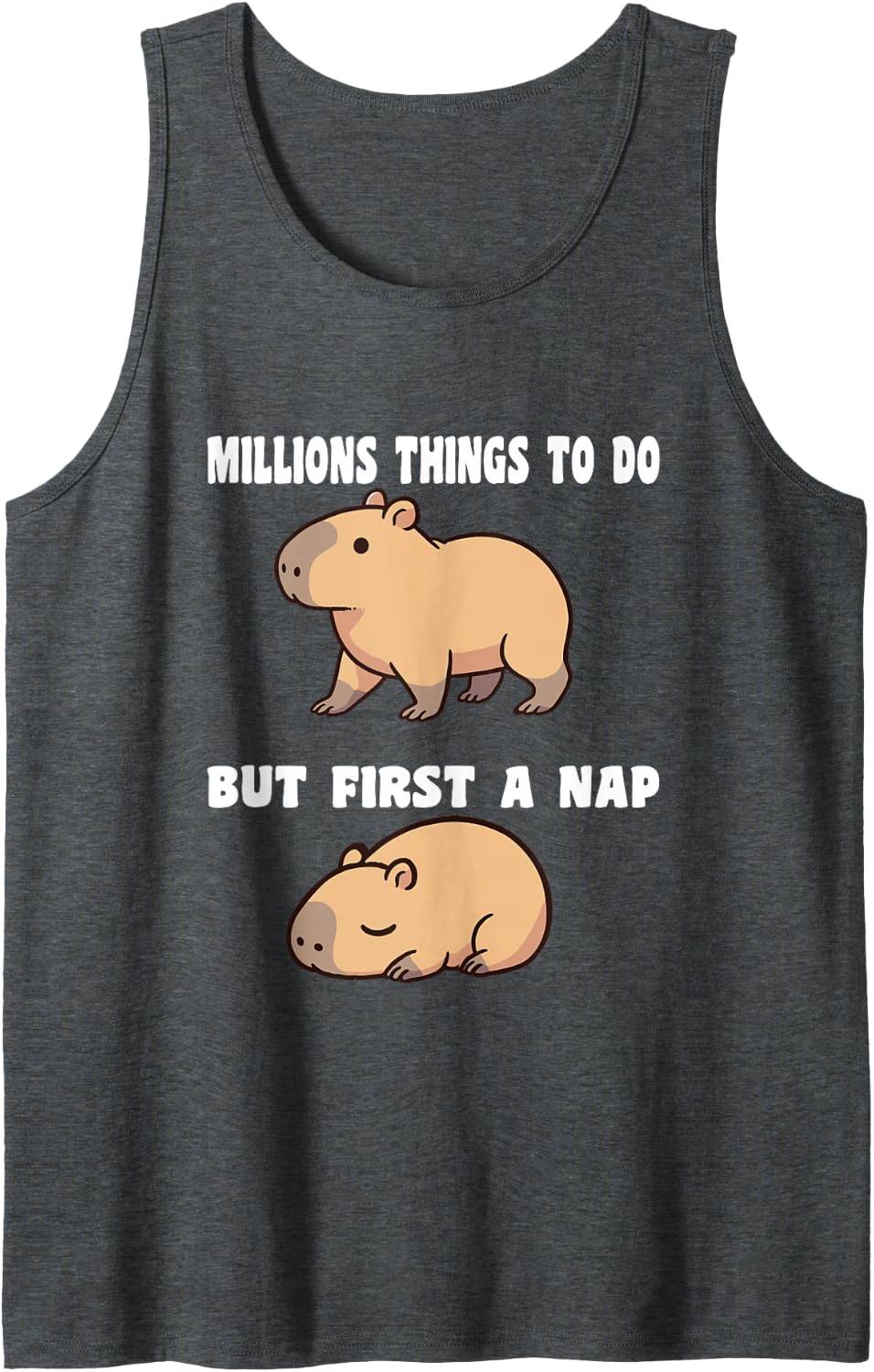 Things to Do Capybara Sleeveless Tank Top - Dark Heather Grey