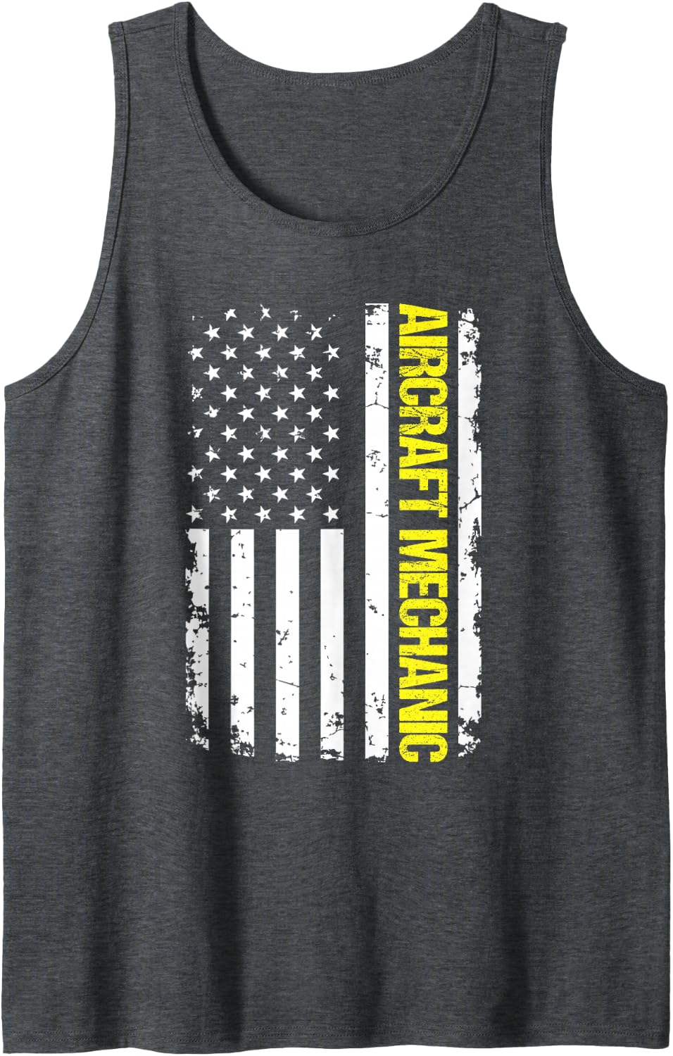 Aircraft Mechanic USA Flag Sleeveless Tank Top - Dark Heather Grey