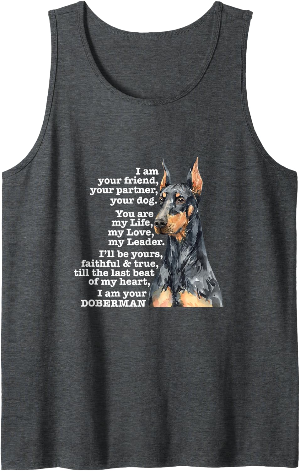 Doberman Pinscher Your Friend Your Partner Your Dog Sleeveless Tank Top - Dark Heather Grey