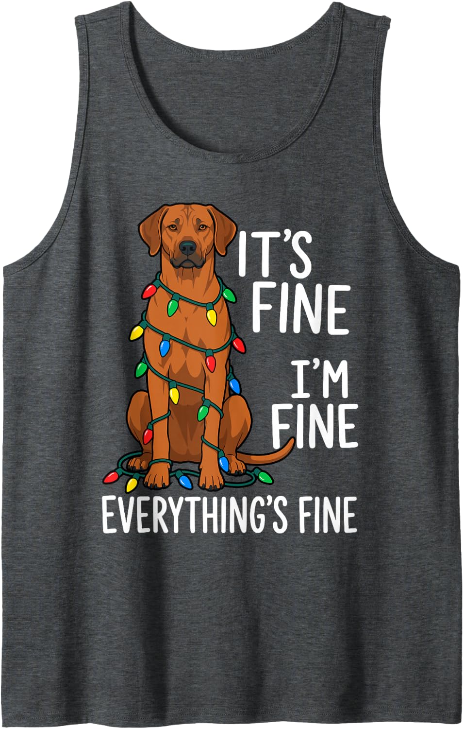 Xmas Rhodesian Ridgeback Dog Lover Funny Christmas Sleeveless Tank Top - Dark Heather Grey