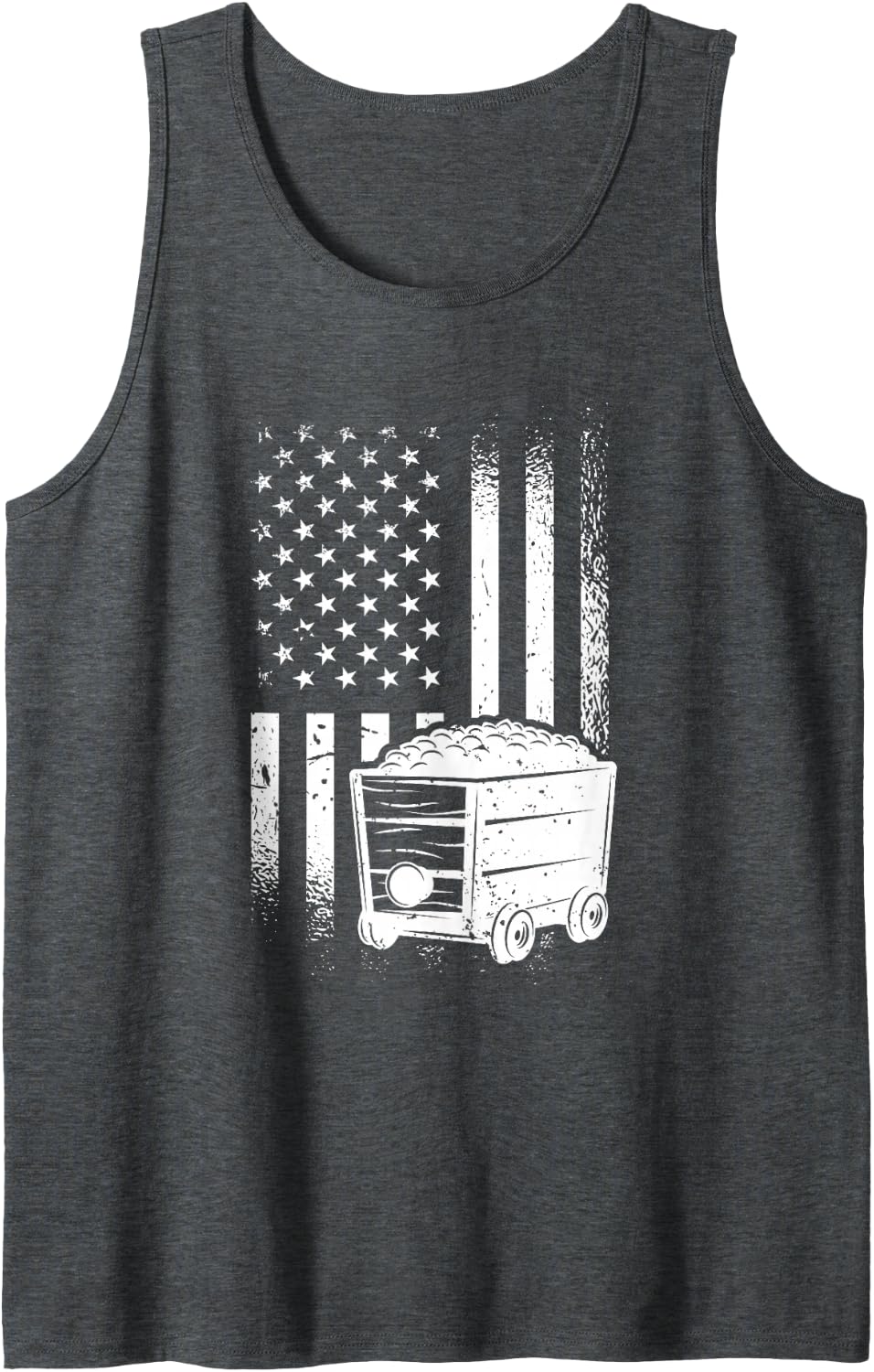 Proud American Coal Miners, US Flag Underground Coal Miner Sleeveless Tank Top - Dark Heather Grey
