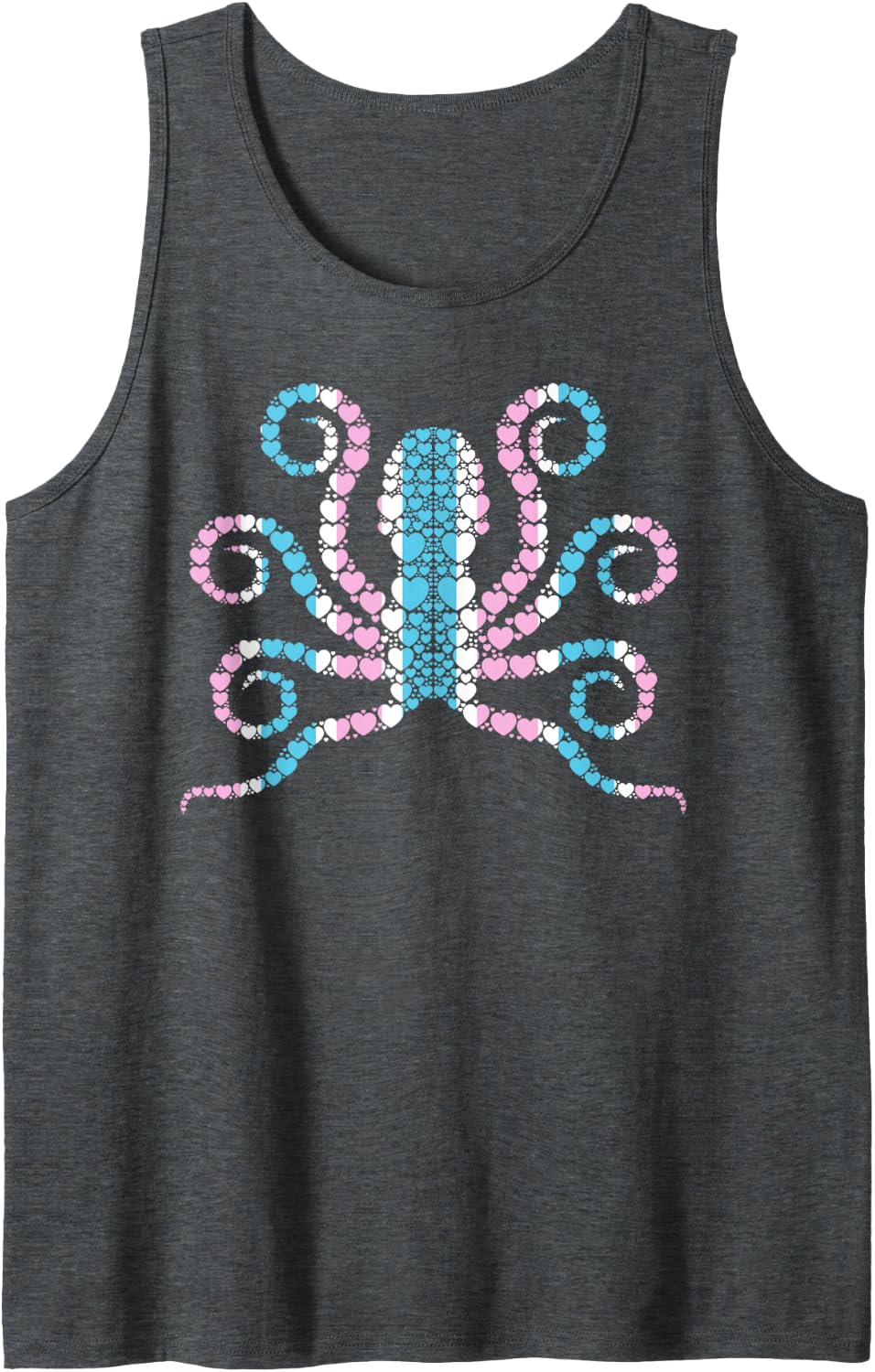Transgender Octopus LGBT-Q Cute Trans Pride Flag Color Sleeveless Tank Top - Dark Heather Grey