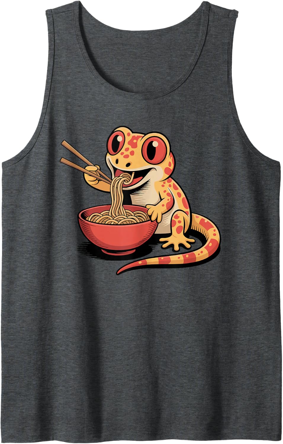 Funny Crested Gecko Design for Men Women Crested Gecko Fan Sleeveless Tank Top - Dark Heather Grey