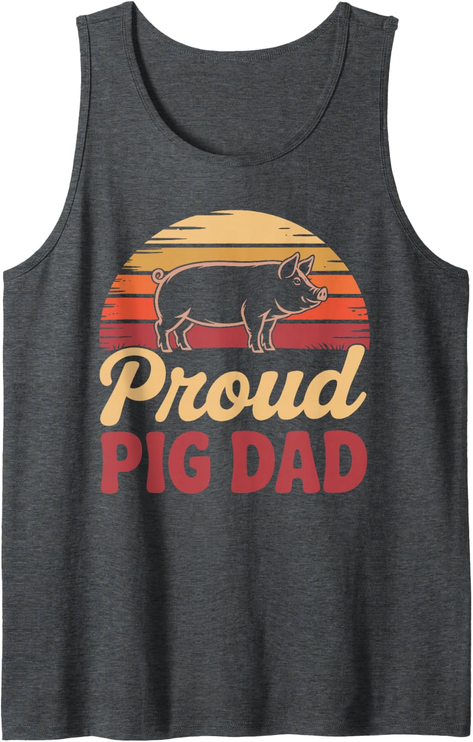 Pig Dad Design for Men Boys Dad Farm Owner Pig Dad Sleeveless Tank Top - Dark Heather Grey