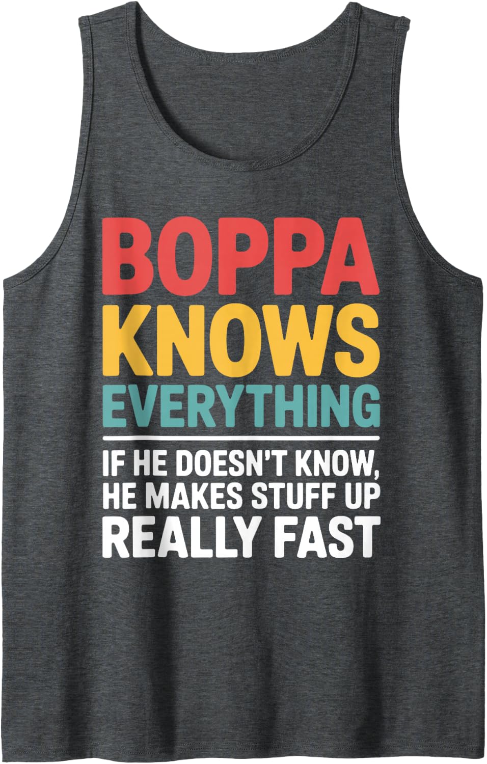 Funny Boppa Design for Grandpa Papa Men from Grandkids Boppa Sleeveless Tank Top - Dark Heather Grey